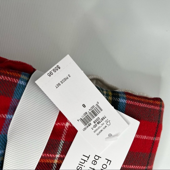 38) KIDS GAP Girls NEW PJ SET 100% Recycled Cami Red Flannel PJ Pajamas Size 8 - Picture 3 of 7